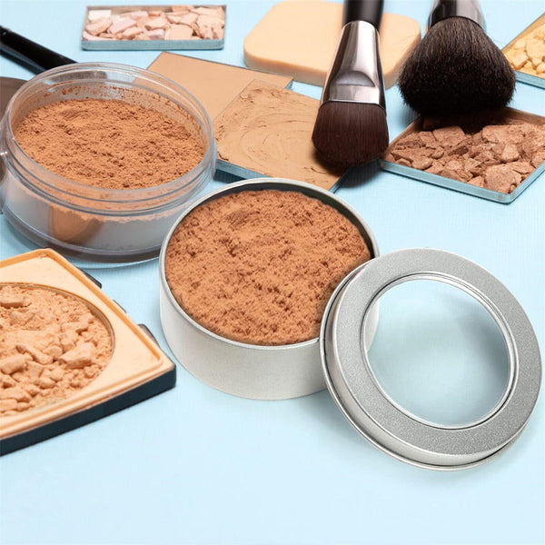 2 Ounce Metal Tin Cans Round Empty Containers with Clear Top Storage Box