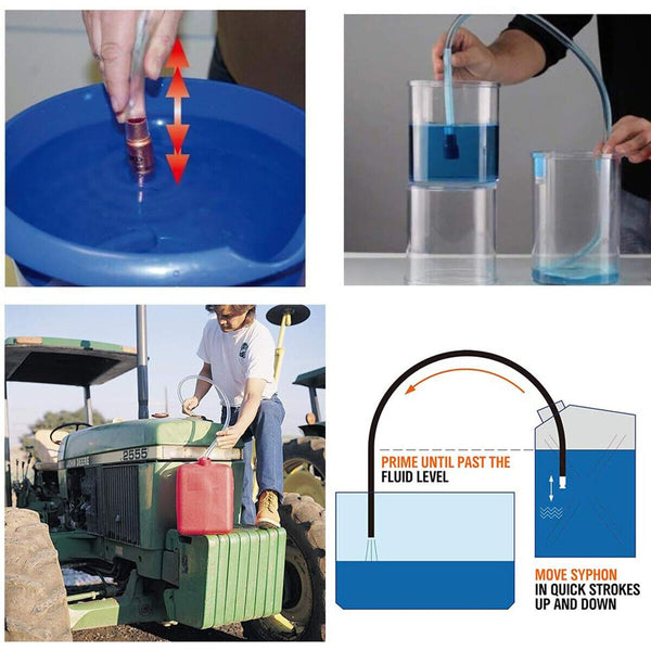 3 Meter Self Priming Siphon Hose Water Jiggler Liquid Transfer Fuel Hose Pump AU
