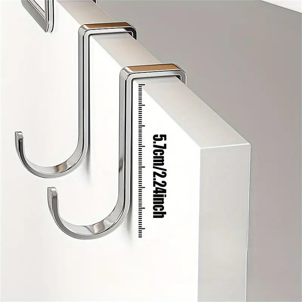 10PCS Stainless Steel Cabinet Door Hooks Closet Drawer Hanging Hooks