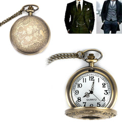 Vintage Steel Quartz Pocket Watch Classic Fob Pocket Watch with Short Chain