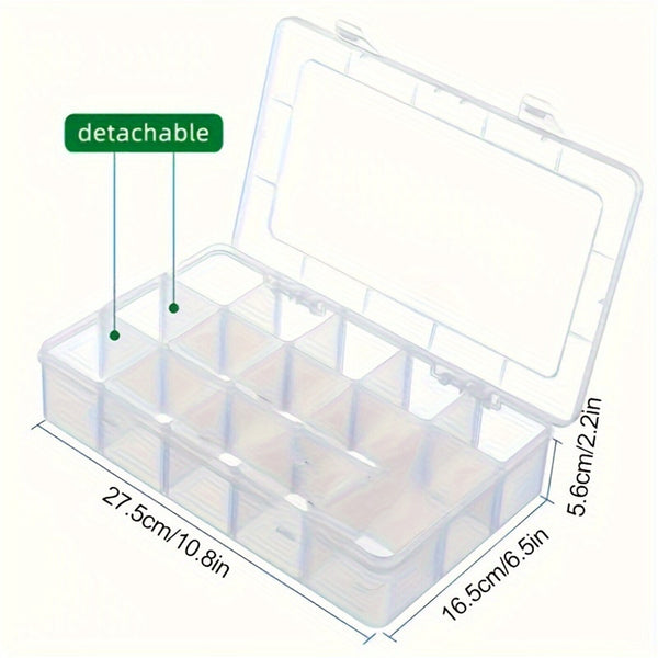 15 Grids transparent office storage box with adjustable dividers Jewellery Box