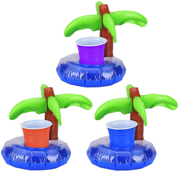 12X Inflatable Floating Drink Cup Can Beer Holder Bath Beach Party