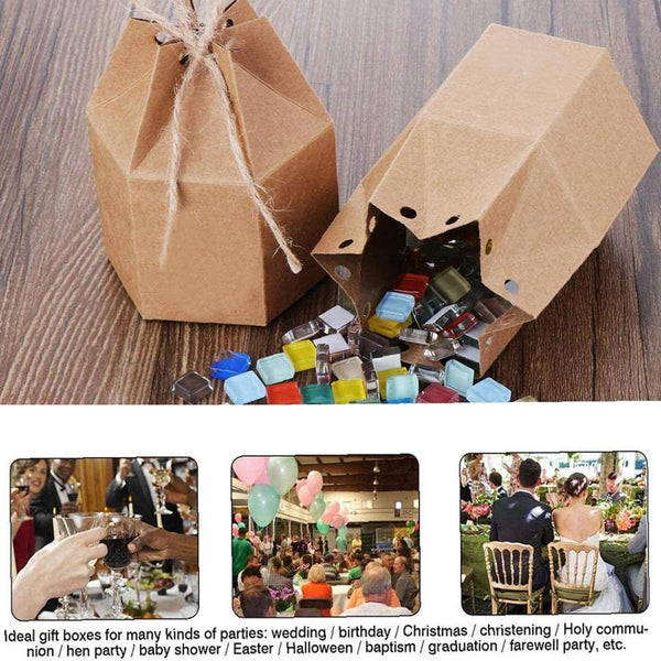 100 Pack Kraft Paper Candy Favor Boxes – Pillow Gift Boxes with Rope for Wedding, Christmas and Party Treats