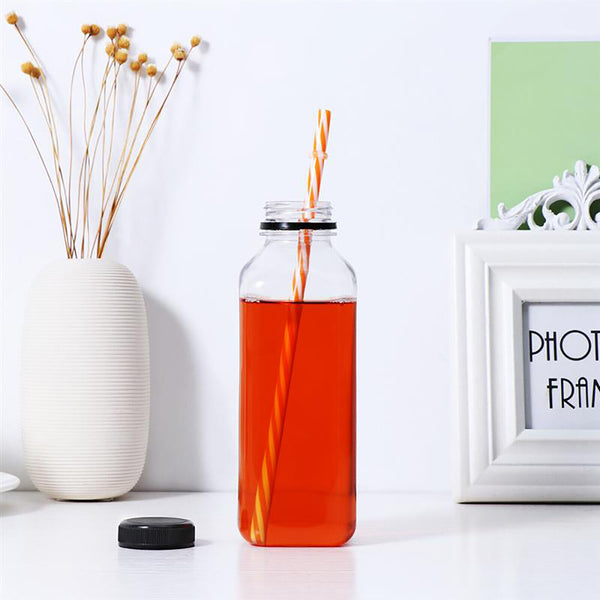 250ml Square Juice Bottle Clear Plastic Refillable Empty Water Drink Bottles