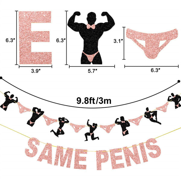 SAME PENIS FOREVER Glitter Gold Bunting Banner Hens Night Bachelorette Party AU