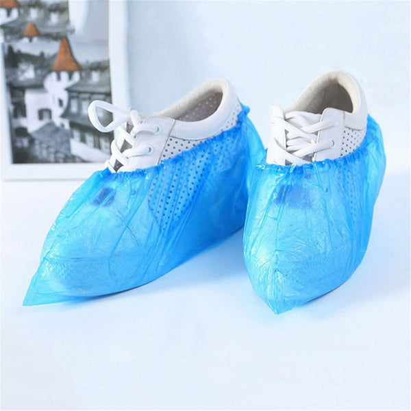 500PCS Disposable Waterproof Shoe Covers Blue Plastic Boot Covers Mud Resistant