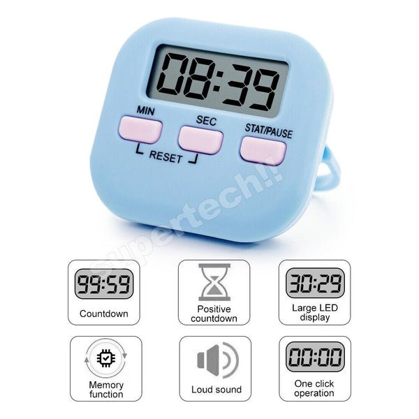 Kitchen Timer Digital Alarm Count Down Sport Clock Egg Cook Stick 99min Magnetic