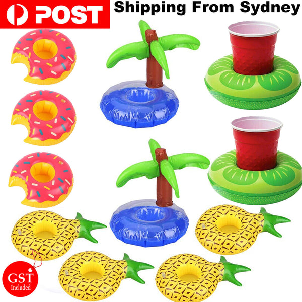 12X Inflatable Floating Drink Cup Can Beer Holder Bath Beach Party