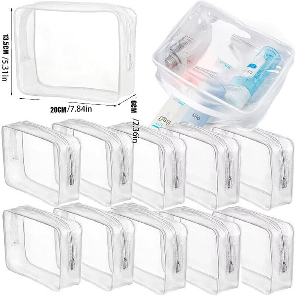Cosmetic Makeup Toiletry Clear PVC Organizer Travel Wash Bag Holder Set