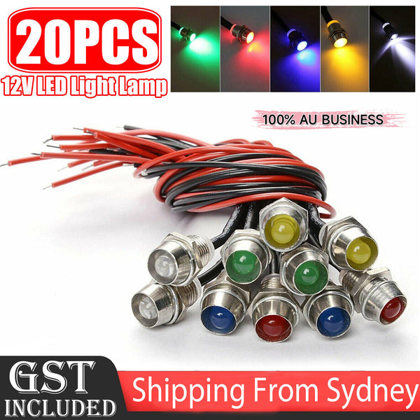 20PCS 12V LED Dash Pilot Panel Indicator Warning Light Lamp Car Boat Marine Van