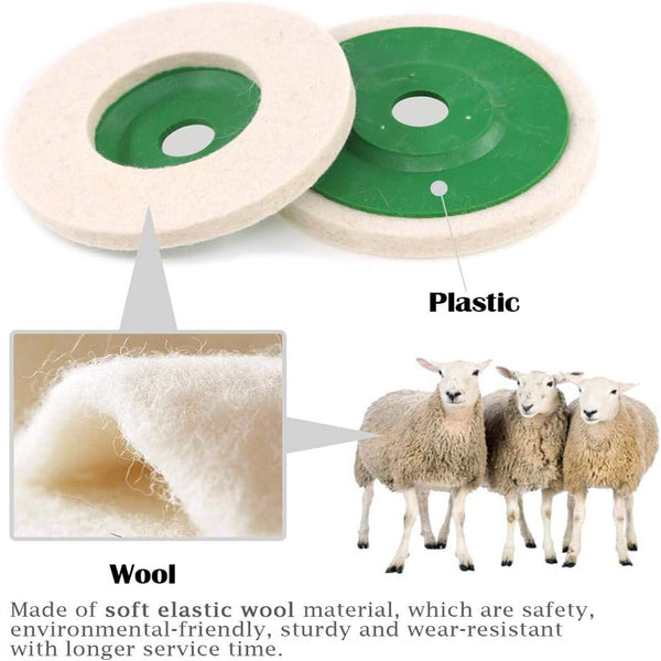 4pcs 5inch Wool Buffing Grinder Wheel Felt Polishing Disc Pad Set Tool 125mm AU