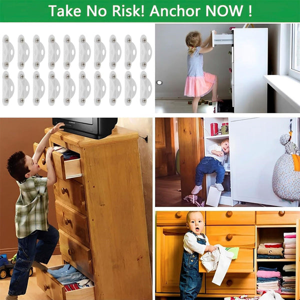 2-10Sets Furniture Anchors Anti Tip Kit Metal Anchors Wall Secure Earthquake AUS