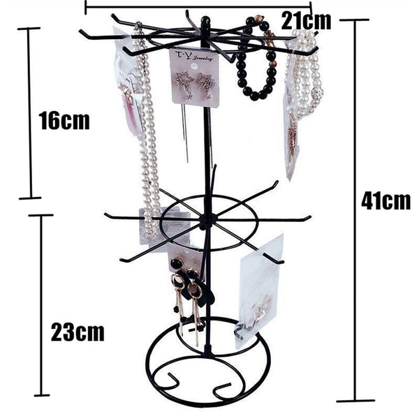 2-Tier Metal Rotating Jewelry Display Stand Hat Socks Display Rack Keyring Rack