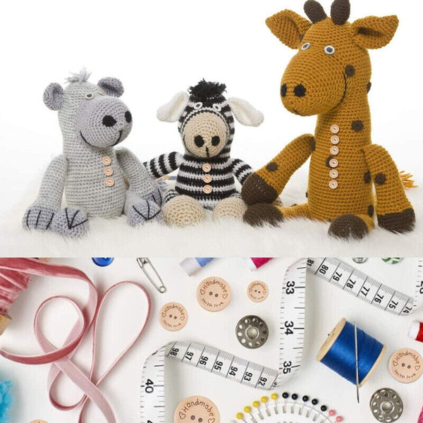 100PCS Natural Wooden Button Craft Sewing DIY Handmade With Love Wooden Buttons