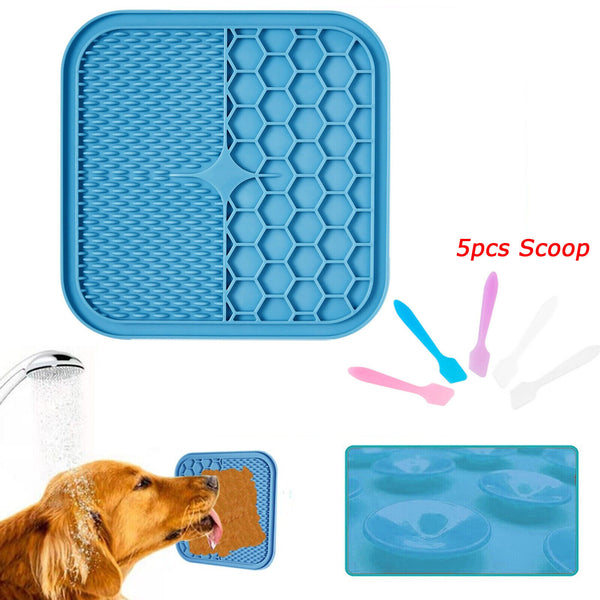 Silicone Dog Pet Lick Mat Pad Boredom Buster Slow Feeder Bath Grooming Helper AU