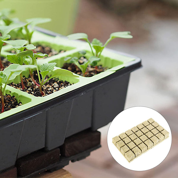 100PCS Rock Wool Planting Cubes with Plant Tags Hydroponic Grow Starter