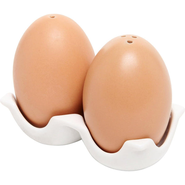 Brown Egg Shaped Salt and Pepper Shaker Ceramic Spice Bottle Set