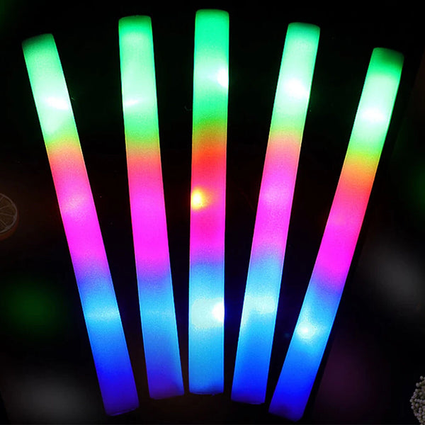 192x LED Foam Sticks RGB Thunder 48cm Glow Stick Flashing Light Rave Party Cheer