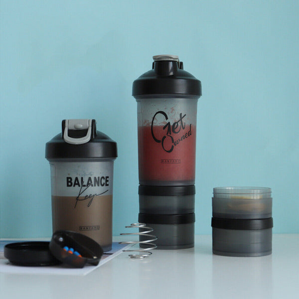 Sports Shaker Bottle 500ML Protein Powder Mixing Water Bottle Sport Fitness Gym