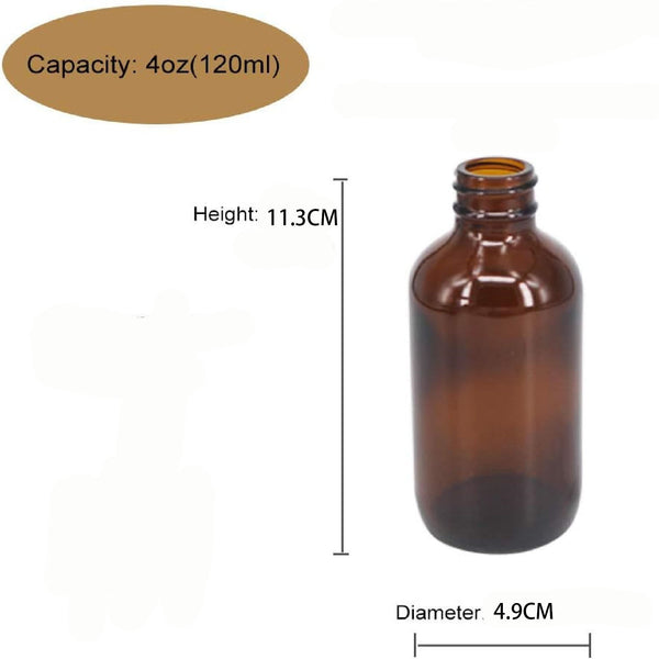 120ml Amber Glass Bottles – Boston Round Storage Bottles with Screw Caps