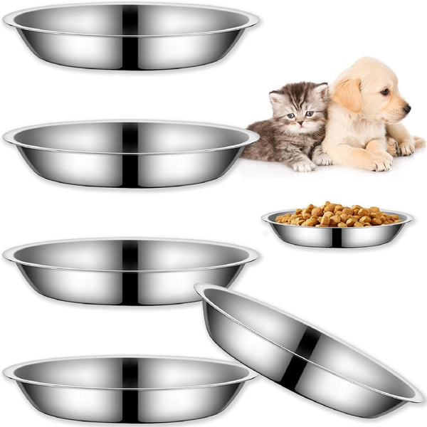 Stainless Steel Dog Bowl Set – Non-Slip Large Capacity Pet Food & Water Bowls (6-Pack)