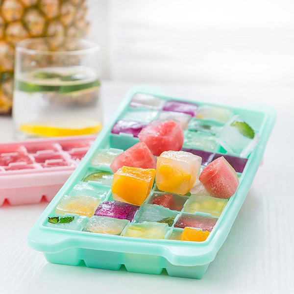 2pcs 36 Grids Silicone Ice Cube Tray With Lid Mold Maker Tool Mould Container