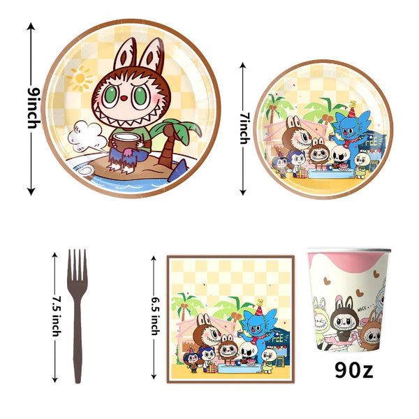 Tableware Banner Foil Helium Balloon Party Decoration Labubu Birthday Supplies