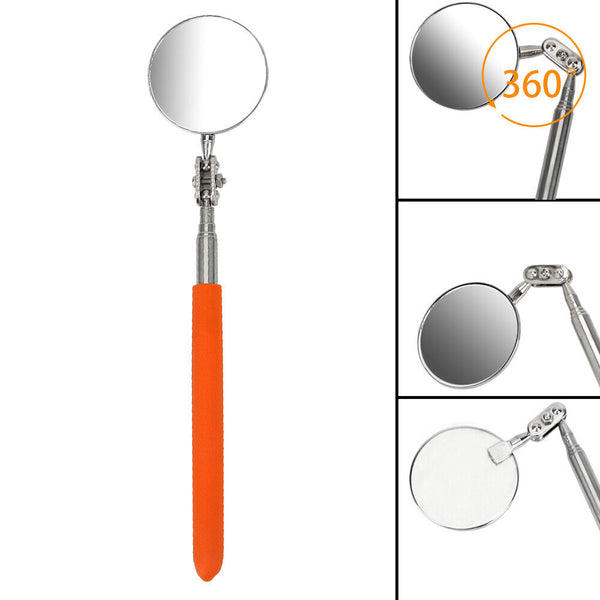 2pcs Telescopic Inspection Mirror Extendable 360 Adjustable Angle Car Hand Tool