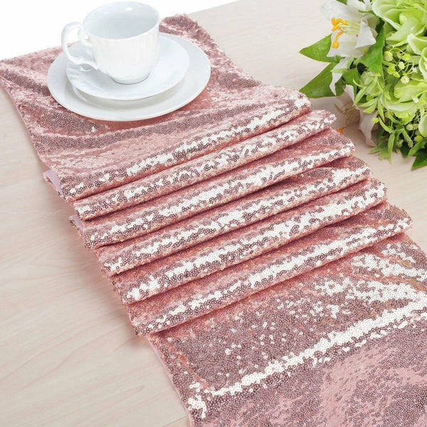 30x275cm Rose Gold Sequin Table Runner Tablecloths Wedding Event Party Home Deco