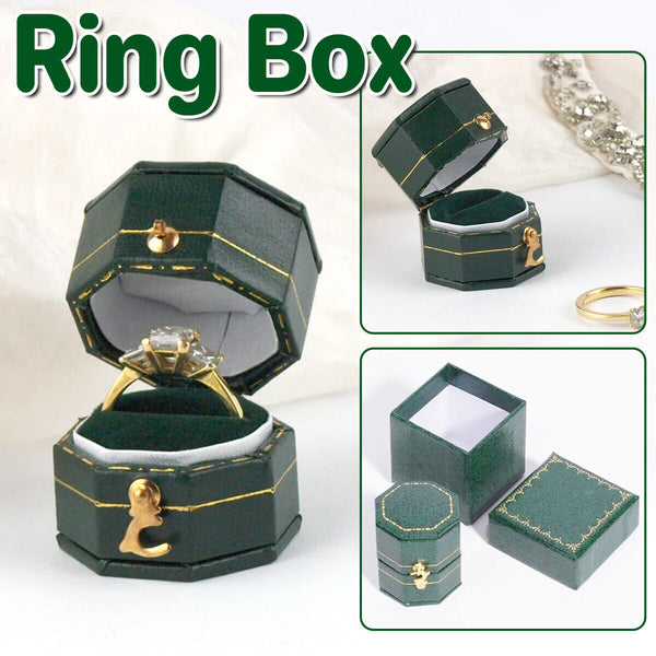 Green Mini Jewellery Box Ring Storage Organizer Case Small Travel Box for Rings