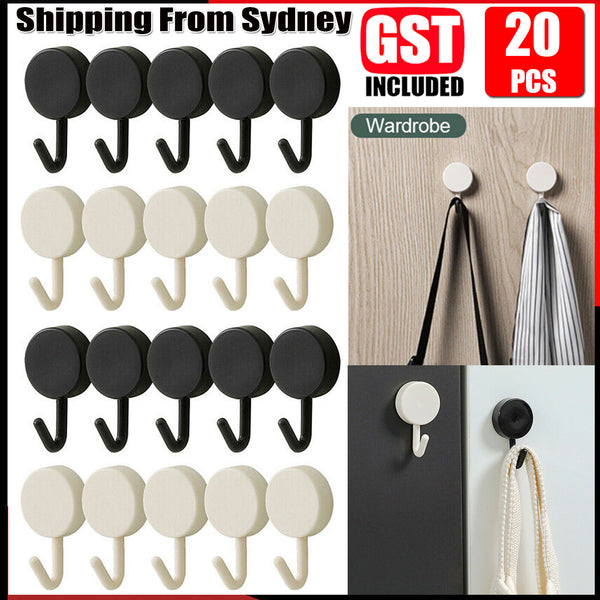 20PCS Strong Self Adhesive Hook Kitchen Bathroom Stick On Wall Door Hanger AU