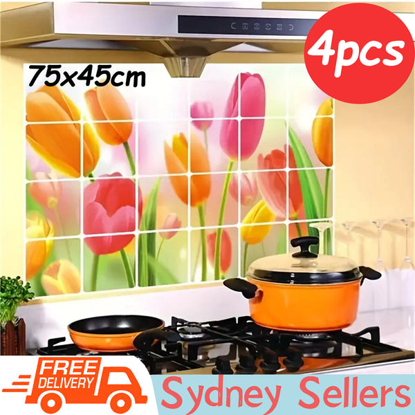 4pcs Kitchen Wall Sticker,Removable Peel and Stick for Kitchen Dining Restaurant