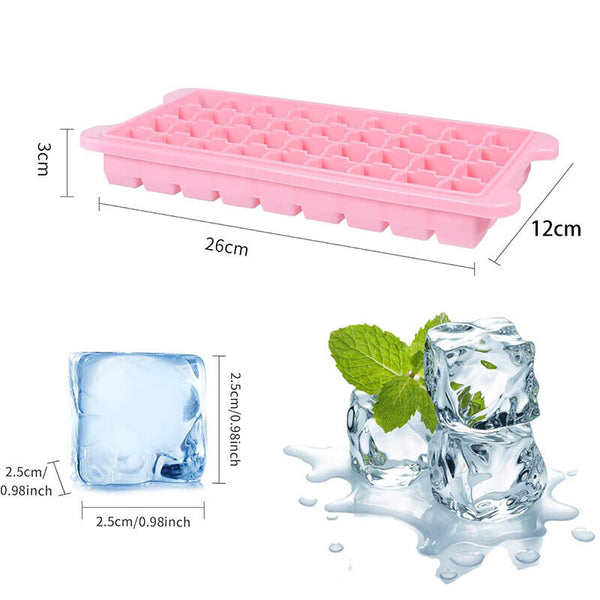 2pcs 36 Grids Silicone Ice Cube Tray With Lid Mold Maker Tool Mould Container