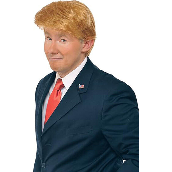 USA President Fancy Dress Costume Wig Red Tie Blonde Donald Trump Cosplay Adults