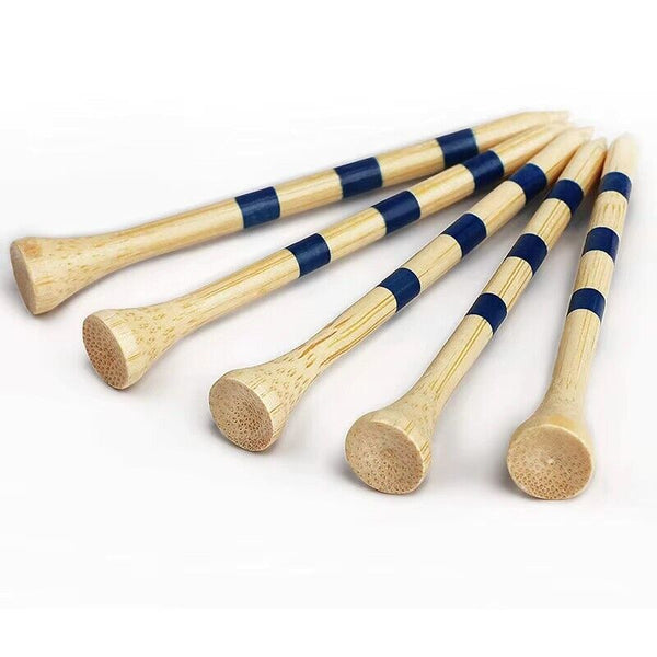 100X 4.2/8.2CM Wooden Straight Golf Tees Golf Tee Striped Golf Ball Tee Supplies
