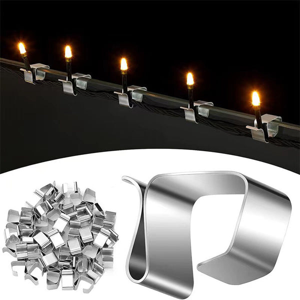 50PCS LED Fairy Lights Steel Gutter Hooks Metal Clips Christmas Party Clip TOOL