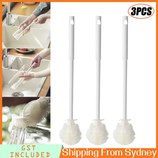 3 PCS Long Handle Cup Brush Folding Brush Silicone Head Cleaning Brush Reusable