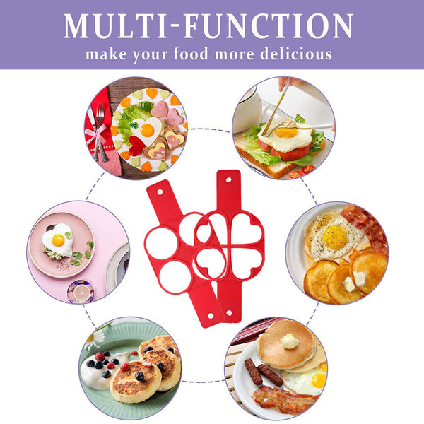 Non Stick Omelette Mold Mould Silicone Pancake Maker Pan Cooking Egg Flip Ring