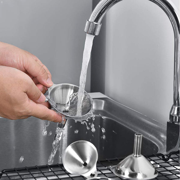6x Stainless Steel Funnel Oil Liquid Funnel Metal Funnel With Detachable Filter
