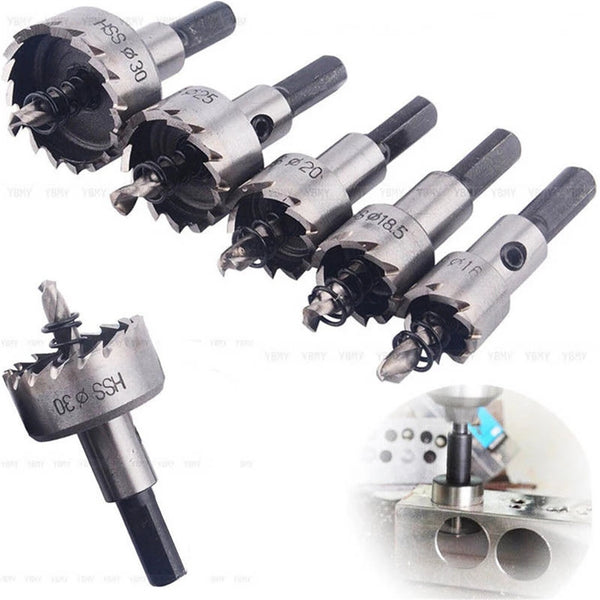 5PCS HSS Hole Saw Drill Bit Set – Multi-Size Hole Cutter Kit