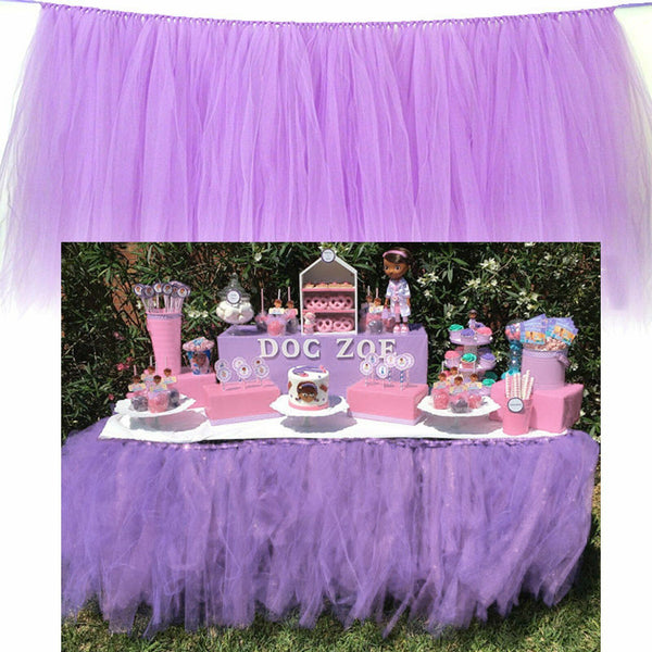 Light Purple Tulle TUTU Table Skirt Cover Birthday Wedding Party Baby Shower Dec
