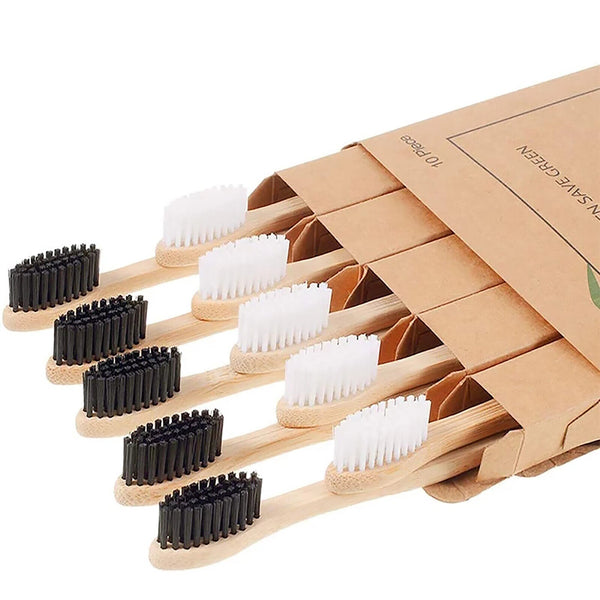 Bamboo Toothbrushes (10pc) – Eco Soft-Bristle Oral Care Set