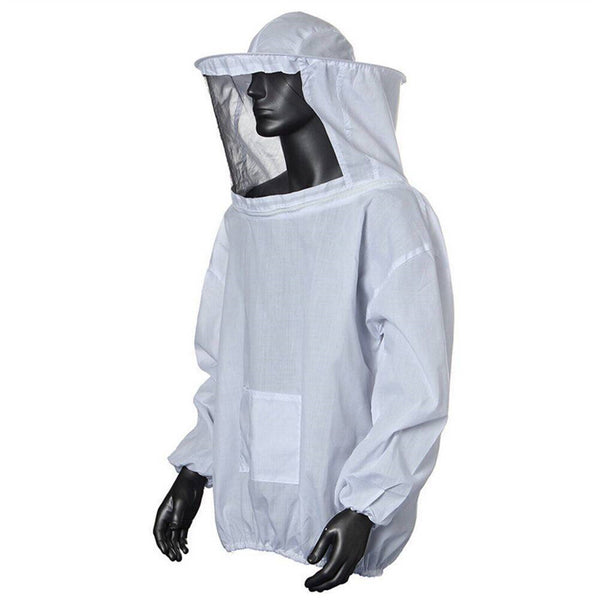 2PCS Bee Keeping Suit Protective Coat Pull Tops Beekeeping Smock Jacket Veil Hat