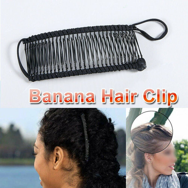 Vintage Banana Hair Clip Claw Stretchable Christmas Accessory Black