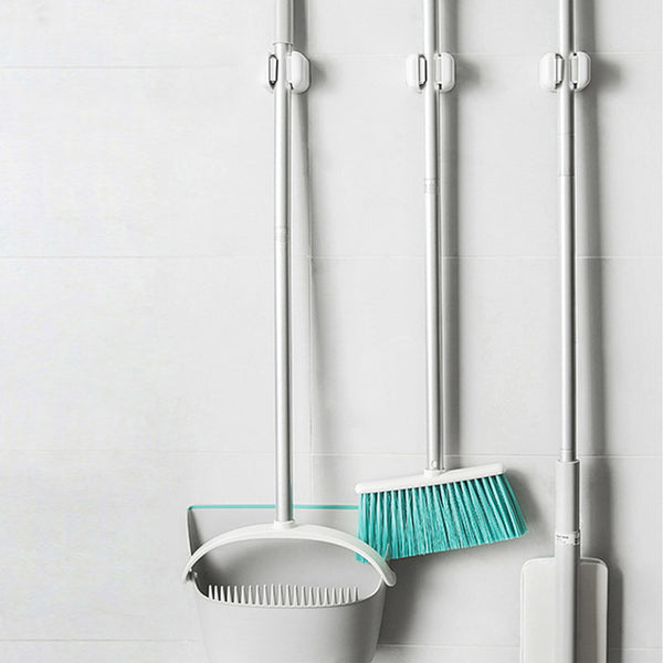 3PCS Wall Mounted Mop Holder Clips Broom Brush Storage Rack Anti-Slip Organiser