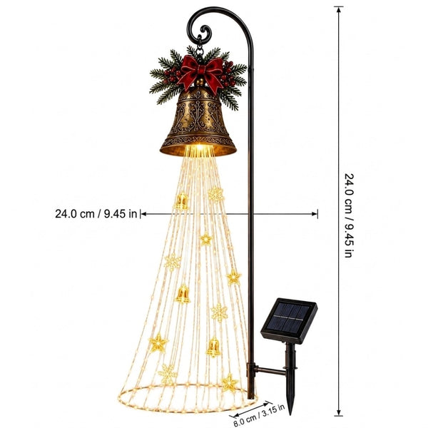 Solar Christmas Bell Waterfall Lights Outdoor Garden LED String Waterfall Decor