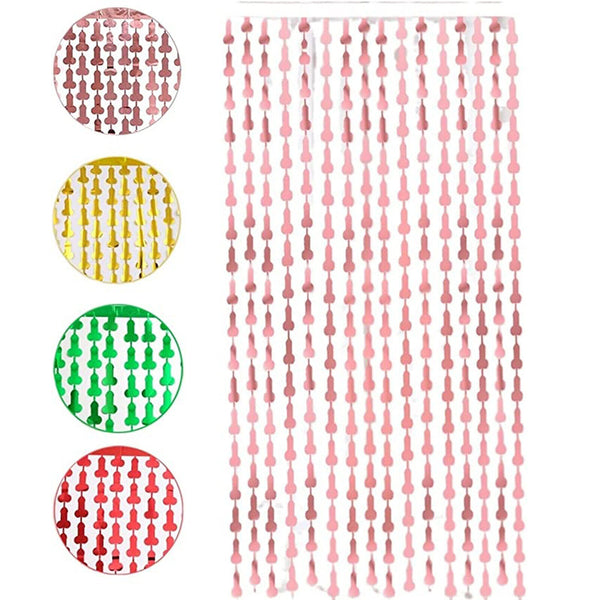 Willy Tinsel Curtain Rose Gold Metalic BackDrop 1m x 2m Hens Party Penis Decor