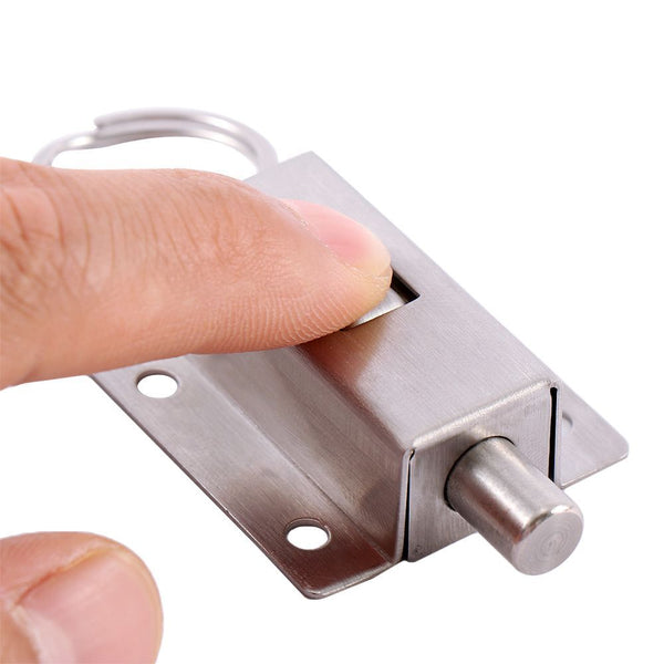 1 PC Door Barrel Bolt Stainless Steel Ring-Pull Spring Loaded Sliding Latch New