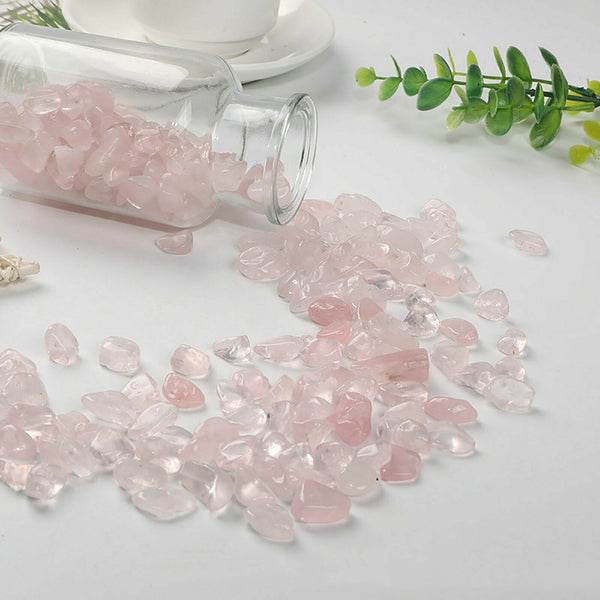 Rose Quartz Mini Crystal Chips Pink Gemstone Polished Stones Bulk Deco