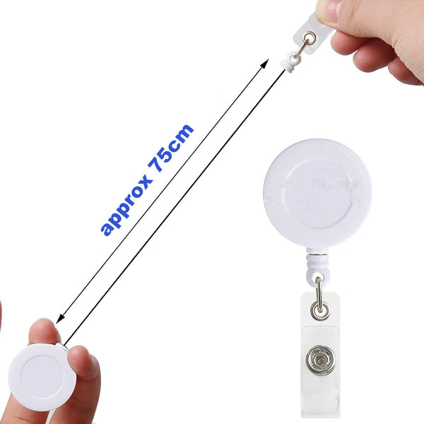5PCS Retractable Card Reel Badge Holder White ID Tag Pull Clip Key Tag Security